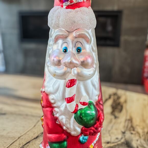 Mercury Glass Santa Claus Christmas Ornament, 12”H, Holiday Decor, Colorful - Picture 2 of 8